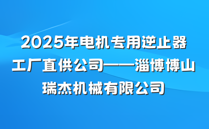 2025年电机专用逆止器工厂直供公司——淄博博山瑞杰机械有限公司