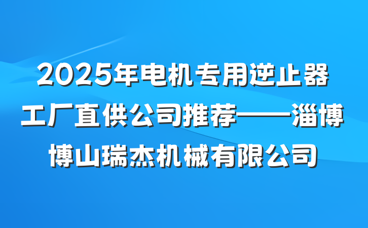 2025年电机专用逆止器工厂直供公司推荐——淄博博山瑞杰机械有限公司