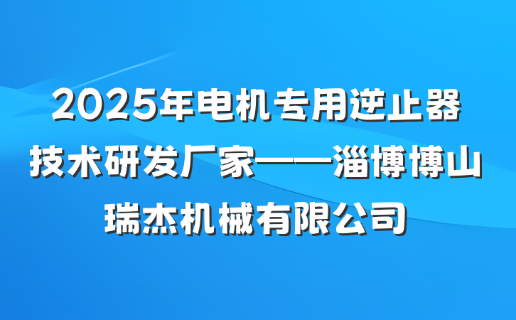 2025年电机专用逆止器技术研发厂家——淄博博山瑞杰机械有限公司