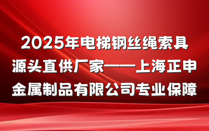 2025年电梯钢丝绳索具源头直供厂家——上海正申金属制品有限公司专业保障