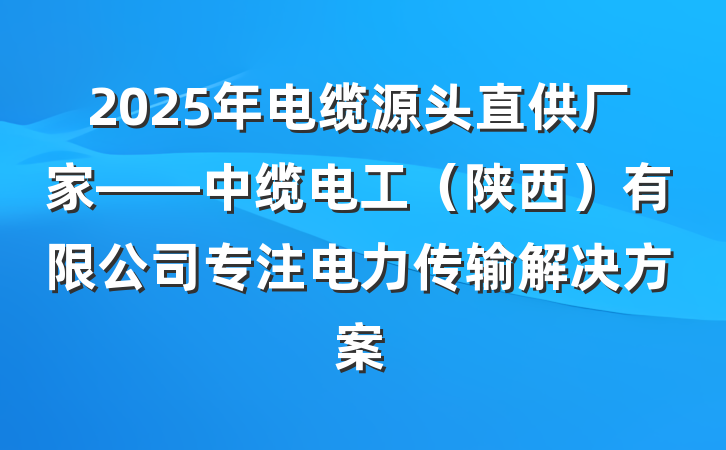 2025年电缆源头直供厂家——中缆电工（陕西）有限公司专注电力传输解决方案