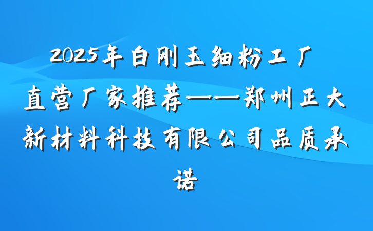 2025年白刚玉细粉工厂直营厂家推荐——郑州正大新材料科技有限公司品质承诺