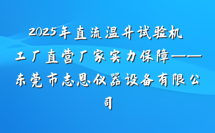 2025年直流温升试验机工厂直营厂家实力保障——东莞市志恩仪器设备有限公司