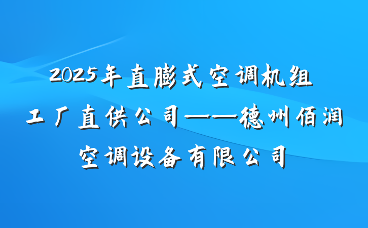 2025年直膨式空调机组工厂直供公司——德州佰润空调设备有限公司