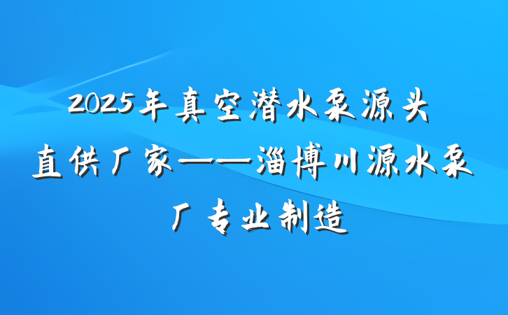 2025年真空潜水泵源头直供厂家——淄博川源水泵厂专业制造