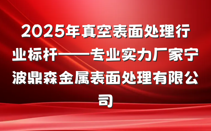 2025年真空表面处理行业标杆——专业实力厂家宁波鼎森金属表面处理有限公司