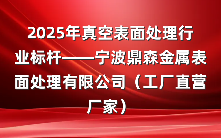 2025年真空表面处理行业标杆——宁波鼎森金属表面处理有限公司（工厂直营厂家）