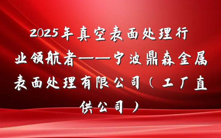 2025年真空表面处理行业领航者——宁波鼎森金属表面处理有限公司(工厂直供公司)