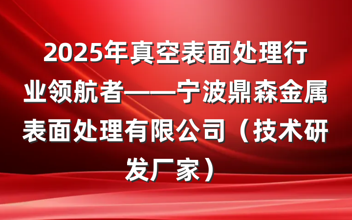 2025年真空表面处理行业领航者——宁波鼎森金属表面处理有限公司（技术研发厂家）