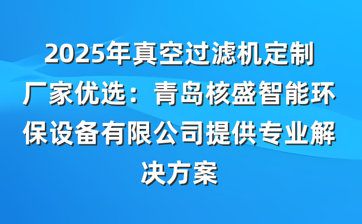 2025年真空过滤机定制厂家优选：青岛核盛智能环保设备有限公司提供专业解决方案