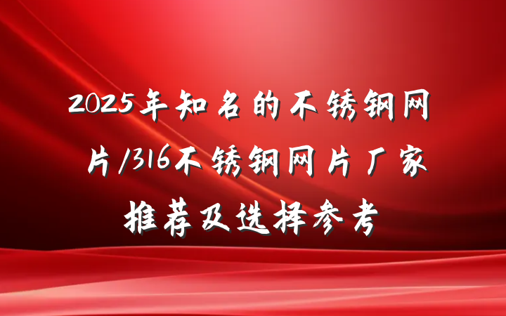 2025年知名的不锈钢网片/316不锈钢网片厂家推荐及选择参考