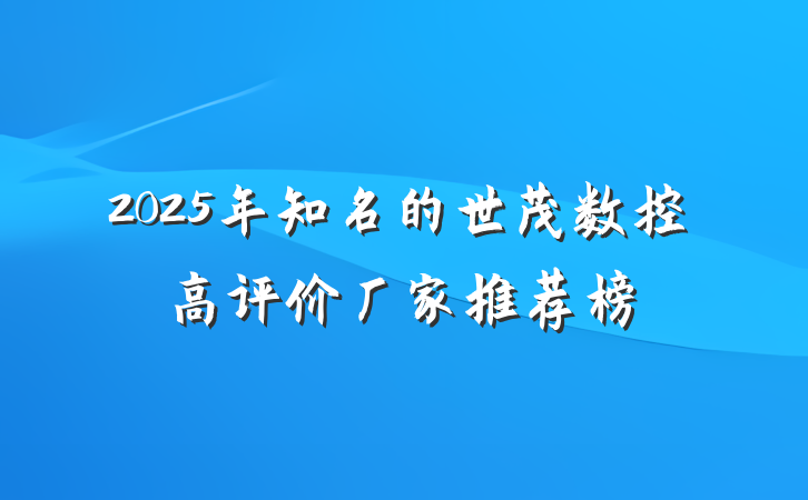 2025年知名的世茂数控高评价厂家推荐榜