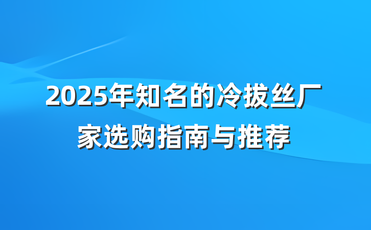 2025年知名的冷拔丝厂家选购指南与推荐