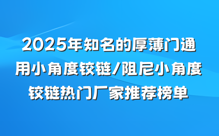 2025年知名的厚薄门通用小角度铰链/阻尼小角度铰链热门厂家推荐榜单