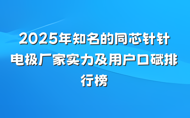 2025年知名的同芯针针电极厂家实力及用户口碑排行榜