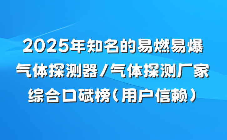 2025年知名的易燃易爆气体探测器/气体探测厂家综合口碑榜（用户信赖）