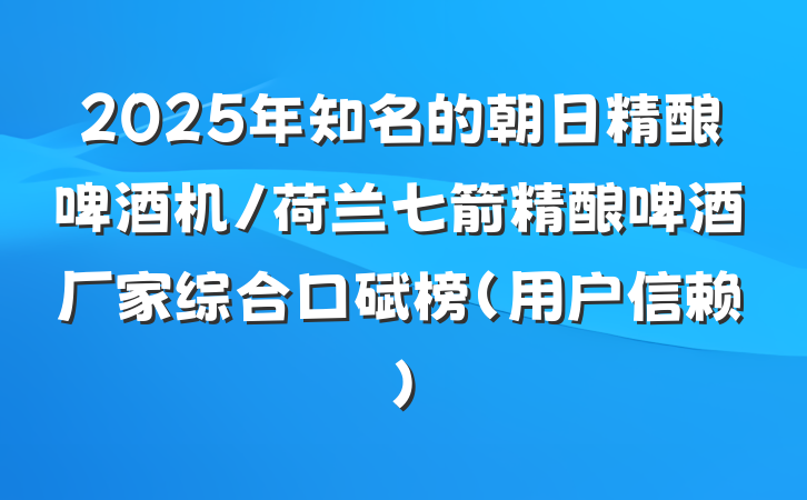 2025年知名的朝日精酿啤酒机/荷兰七箭精酿啤酒厂家综合口碑榜（用户信赖）