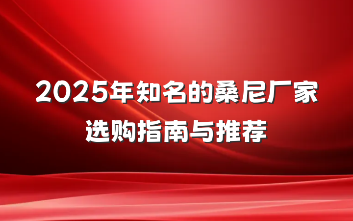 2025年知名的桑尼厂家选购指南与推荐