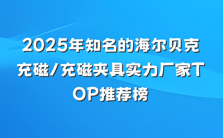 2025年知名的海尔贝克充磁/充磁夹具实力厂家TOP推荐榜