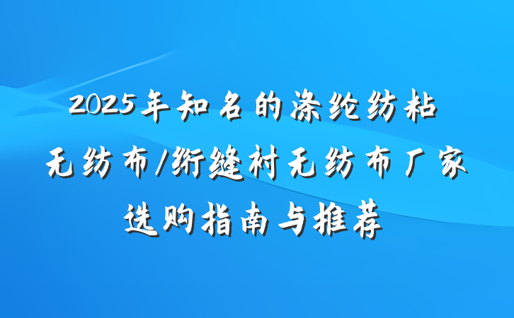 2025年知名的涤纶纺粘无纺布/绗缝衬无纺布厂家选购指南与推荐
