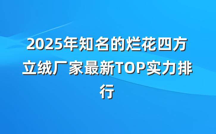 2025年知名的烂花四方立绒厂家最新TOP实力排行