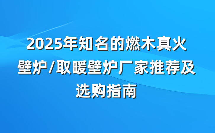 2025年知名的燃木真火壁炉/取暖壁炉厂家推荐及选购指南