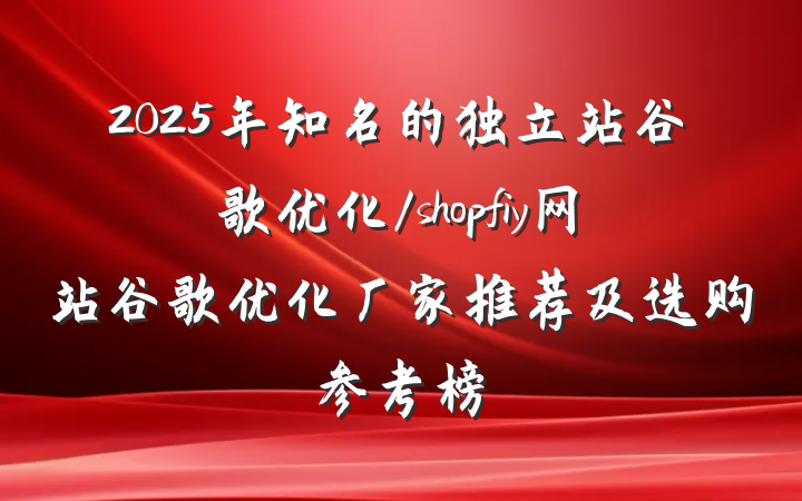 2025年知名的独立站谷歌优化/shopfiy网站谷歌优化厂家推荐及选购参考榜