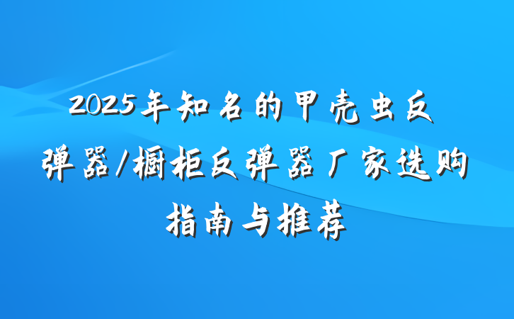 2025年知名的甲壳虫反弹器/橱柜反弹器厂家选购指南与推荐