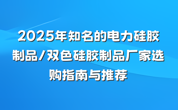 2025年知名的电力硅胶制品/双色硅胶制品厂家选购指南与推荐