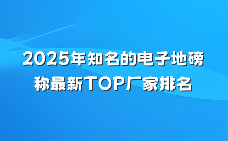 2025年知名的电子地磅称最新TOP厂家排名