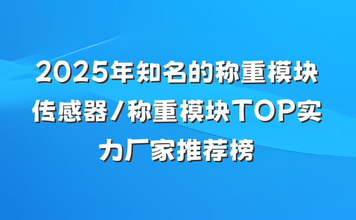 2025年知名的称重模块传感器/称重模块TOP实力厂家推荐榜