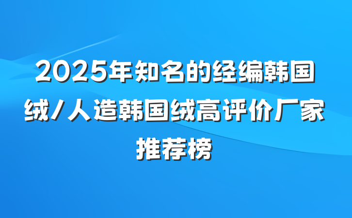 2025年知名的经编韩国绒/人造韩国绒高评价厂家推荐榜