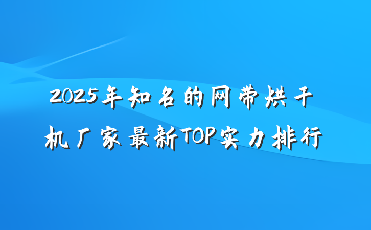 2025年知名的网带烘干机厂家最新TOP实力排行
