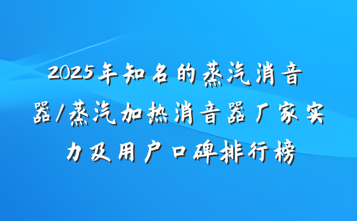 2025年知名的蒸汽消音器/蒸汽加热消音器厂家实力及用户口碑排行榜
