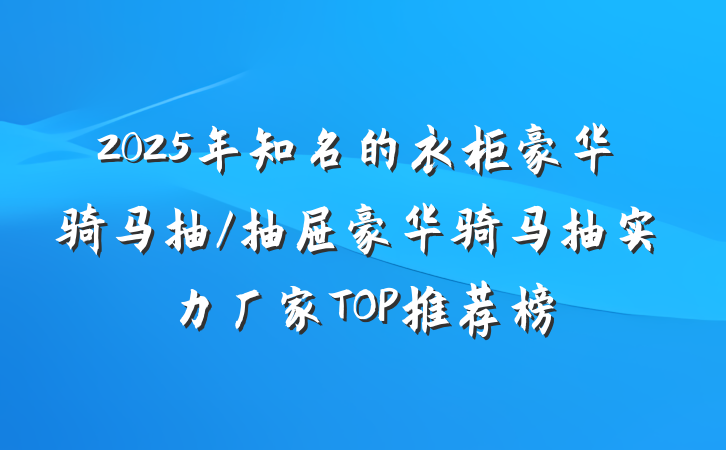 2025年知名的衣柜豪华骑马抽/抽屉豪华骑马抽实力厂家TOP推荐榜