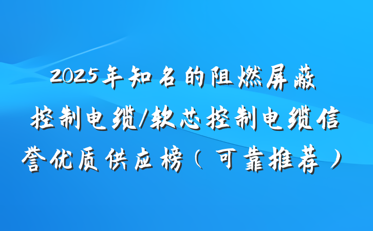 2025年知名的阻燃屏蔽控制电缆/软芯控制电缆信誉优质供应榜(可靠推荐)