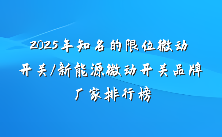 2025年知名的限位微动开关/新能源微动开关品牌厂家排行榜