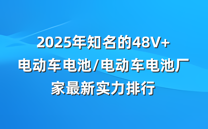 2025年知名的48V 电动车电池/电动车电池厂家最新实力排行