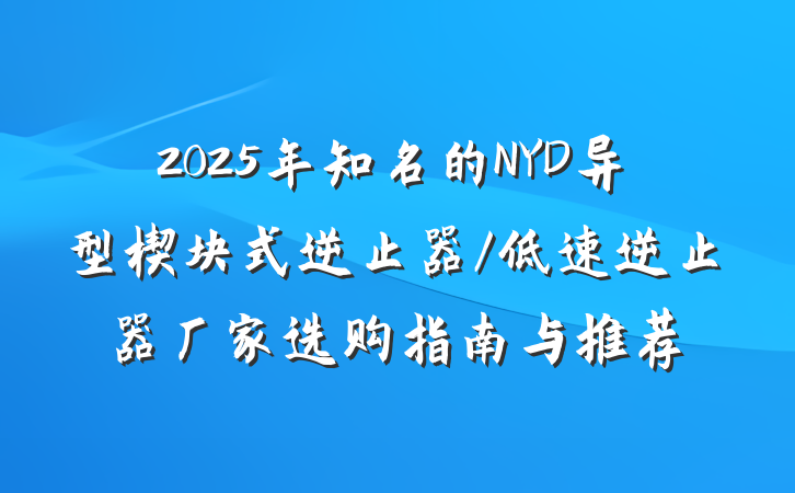 2025年知名的NYD异型楔块式逆止器/低速逆止器厂家选购指南与推荐