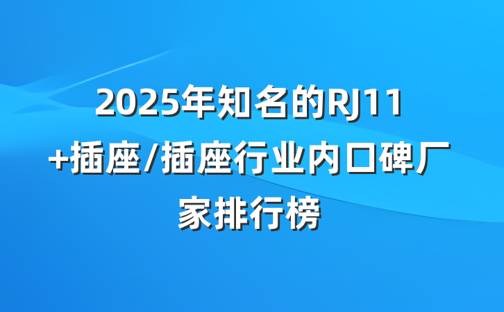 2025年知名的RJ11 插座/插座行业内口碑厂家排行榜