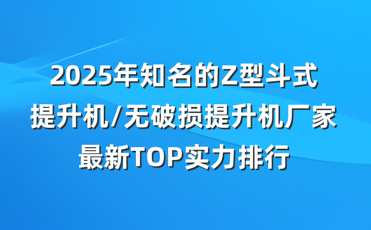 2025年知名的Z型斗式提升机/无破损提升机厂家最新TOP实力排行