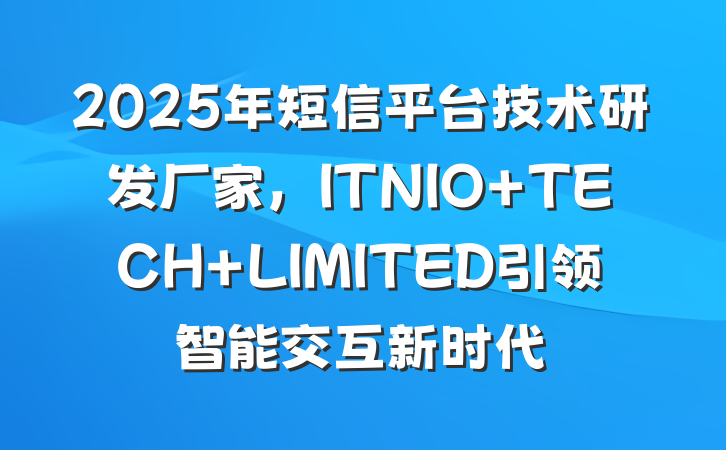 2025年短信平台技术研发厂家，ITNIO TECH LIMITED引领智能交互新时代