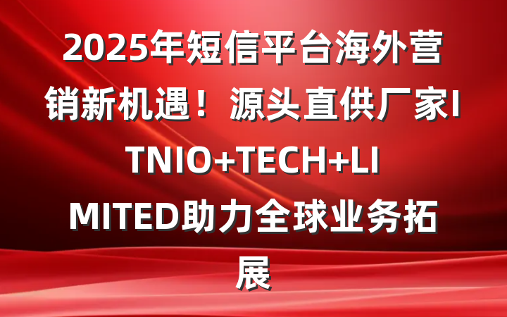 2025年短信平台海外营销新机遇!源头直供厂家ITNIO TECH LIMITED助力全球业务拓展
