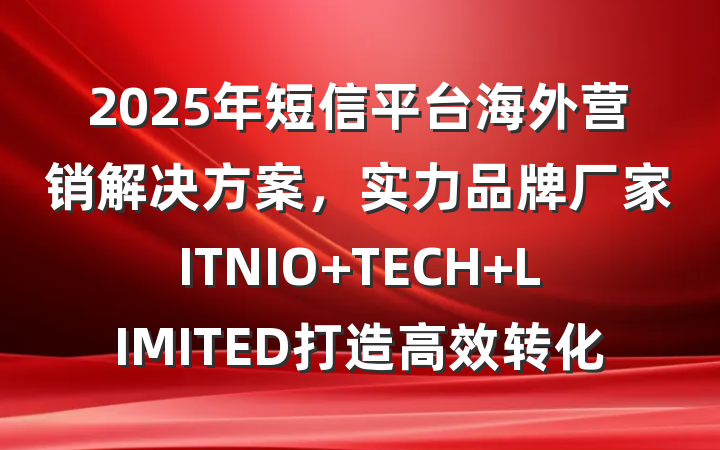 2025年短信平台海外营销解决方案,实力品牌厂家ITNIO TECH LIMITED打造高效转化