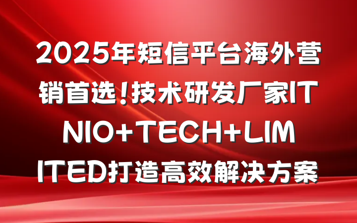 2025年短信平台海外营销首选！技术研发厂家ITNIO TECH LIMITED打造高效解决方案
