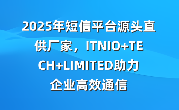 2025年短信平台源头直供厂家,ITNIO TECH LIMITED助力企业高效通信