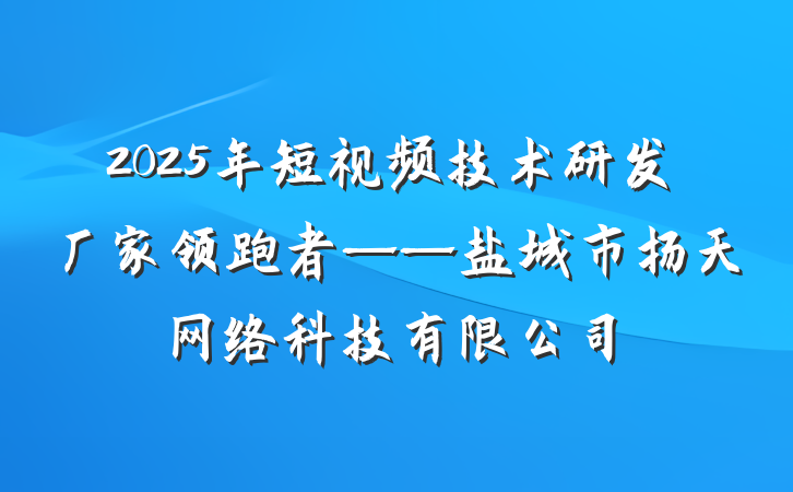 2025年短视频技术研发厂家领跑者——盐城市扬天网络科技有限公司