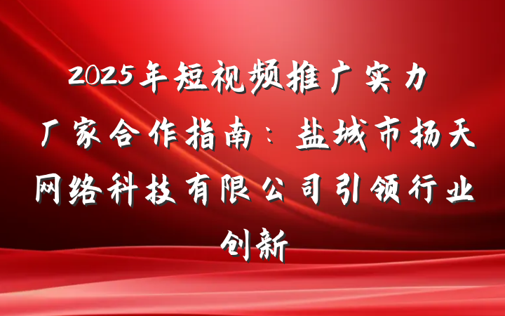 2025年短视频推广实力厂家合作指南:盐城市扬天网络科技有限公司引领行业创新