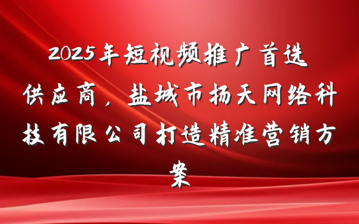 2025年短视频推广首选供应商，盐城市扬天网络科技有限公司打造精准营销方案