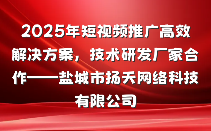 2025年短视频推广高效解决方案，技术研发厂家合作——盐城市扬天网络科技有限公司